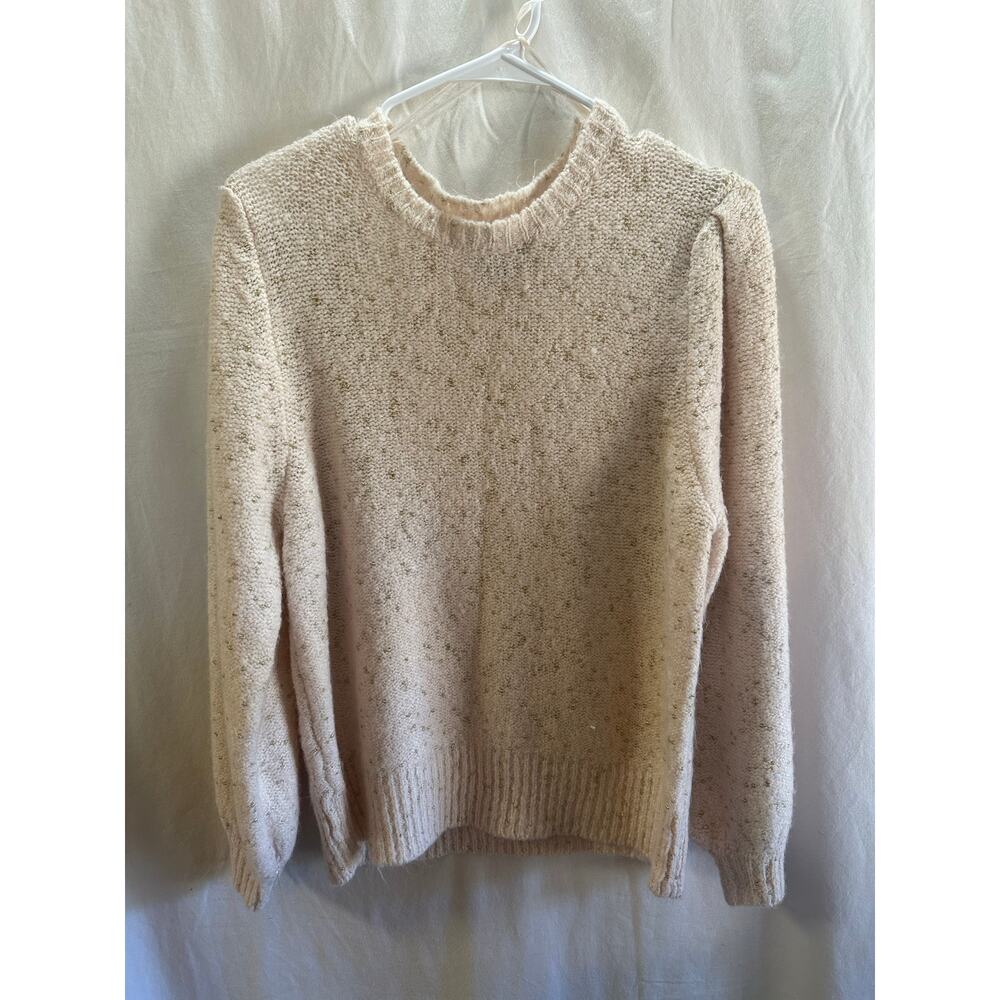 Vylette Cream/Light Blush Knit Metallic Speckled Sweater – Size L
